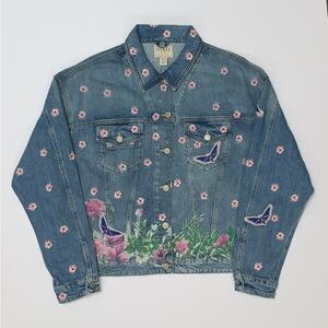 Guess Clara Butterfly Denim Jacket-Size XL New